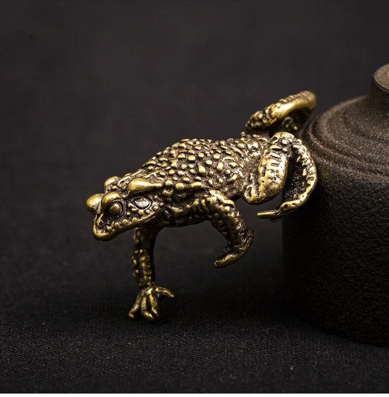 Solid Copper Gold Toad Tea Ceremony Small Ornaments Tea Pet Zhaocai Pendant