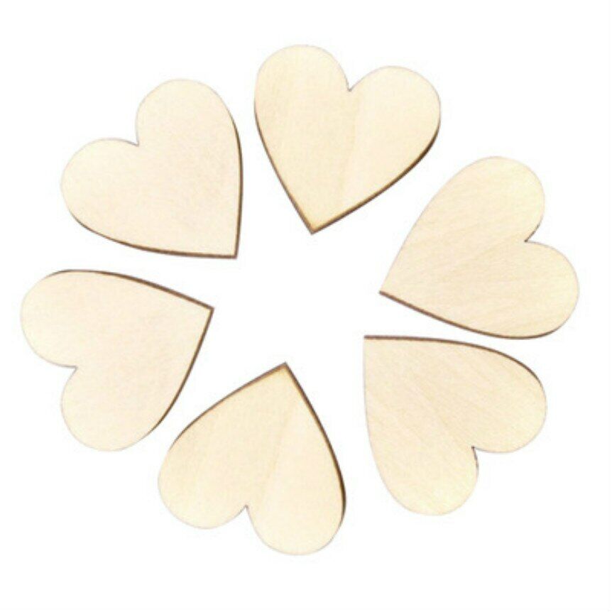 DIY Wedding Decoration Shooting Props 100Pcs Rustic Wood Blank Love Heart Slices