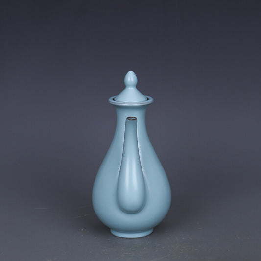 7.4" Chinese Song Porcelain Ru Kiln Blue Glaze Teapot