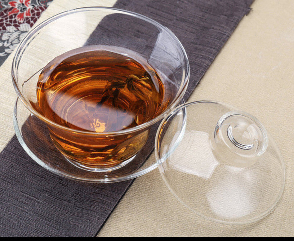 Chinese Tradition Gaiwan Thick Glass Tea Cup High Heat Resistant Tea Kung Fu Tea