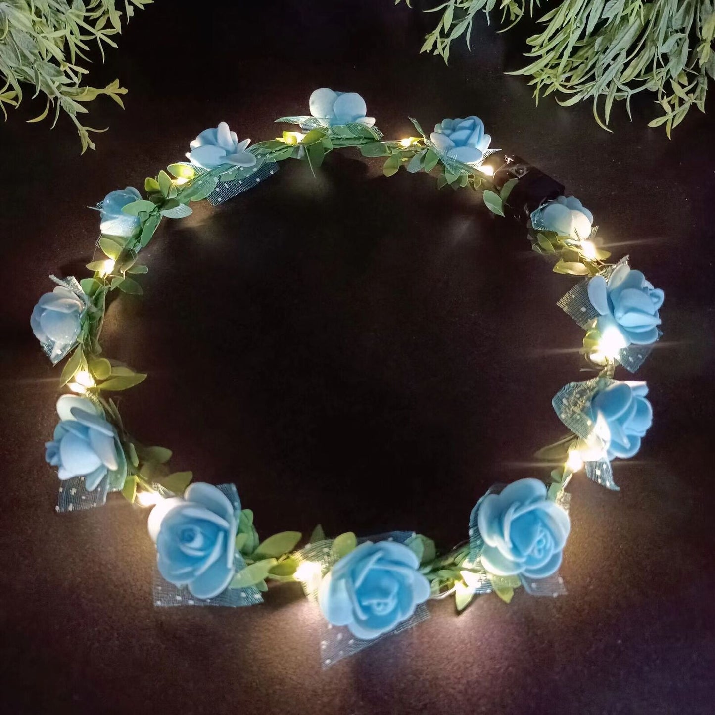 Flower Headband Glowing Garland Wedding Party Crown LED Lights Luminous Headwear