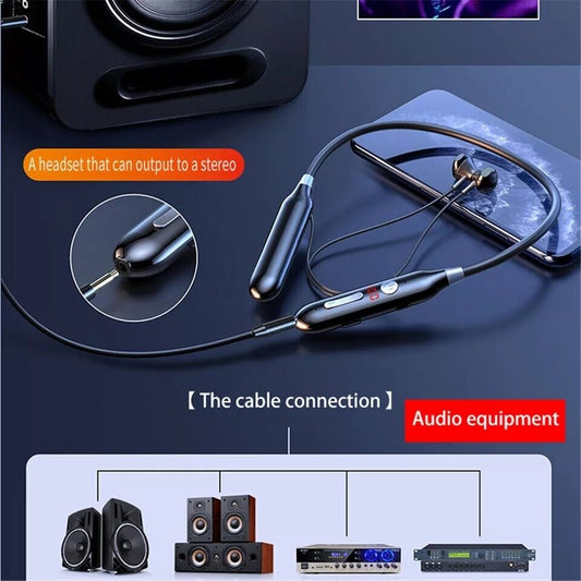 Wireless Bluetooth Neckband Headphones Mic Headset Stereo Earbuds Earphone