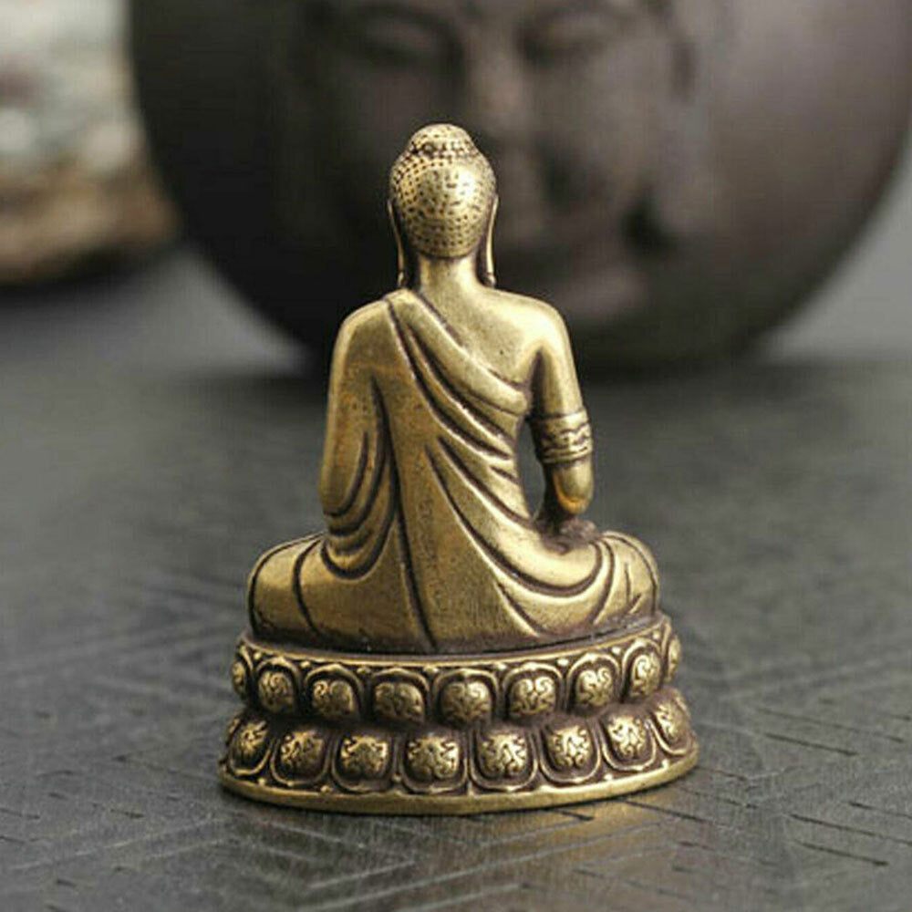 Bronze Brass Tibet Buddhism Buddhist Sakyamuni Buddha Figure Small Statue USA