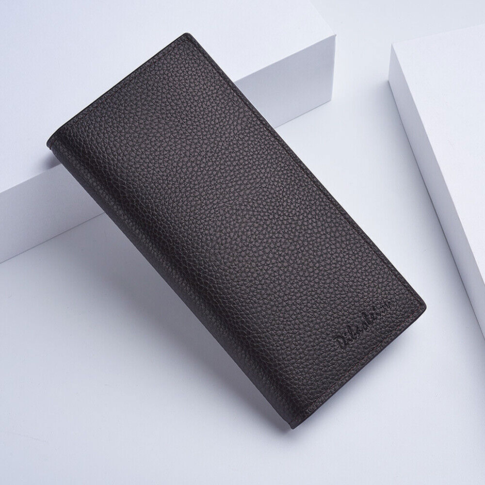 Men's Bifold Leather Wallet Long Zip Clutch Purse Credit Card Holder Handbag