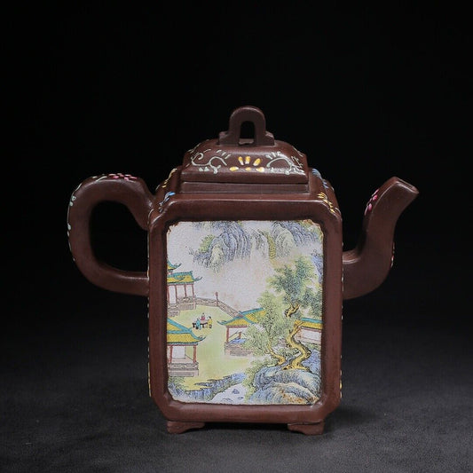Chinese Yixing Zisha Clay Handmade Exquisite Teapot (四方 底款:陈鸣远)