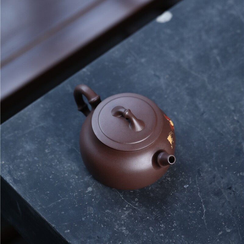 Tea Pot 300ml Marked Hand Carved Lotus Embossed Original Ore Real Yixing Zisha
