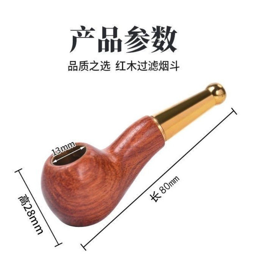 Red Sandalwood Pipe 3.07in Mini Portable Wooden Smoking Pipe with Filter Men
