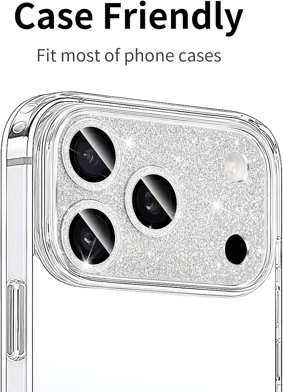 Compatible with Iphone 17 Pro Max Camera Lens Protector, Bling Glitter 9H Temper