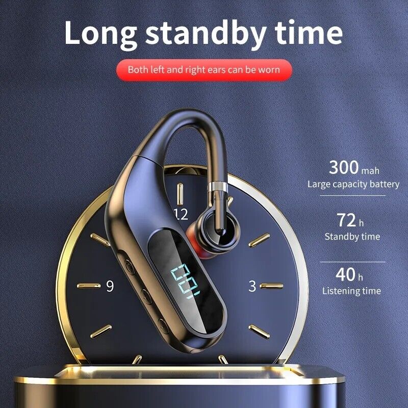 Trucker Wireless Bluetooth 5.0 Earpiece Headset Dual Mic Earbud Noise Cancelling