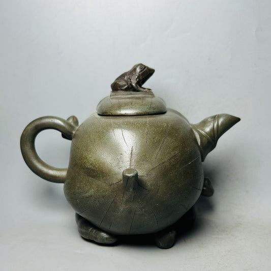 Vintage Chinese Yixing Purple Clay Teapot Zisha Ceremony Frog Lotus Seed Teaware
