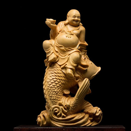 14.5cm Laughing Buddha Statue Handmade Maitreya Buddhist Figure Statue HomeDecor