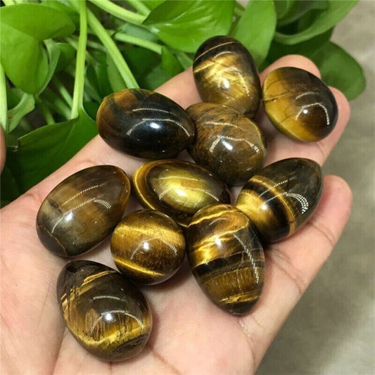 50pcs Natural Tiger's Eye Stone Egg Crystal Skull Carved Healing Reiki No hole