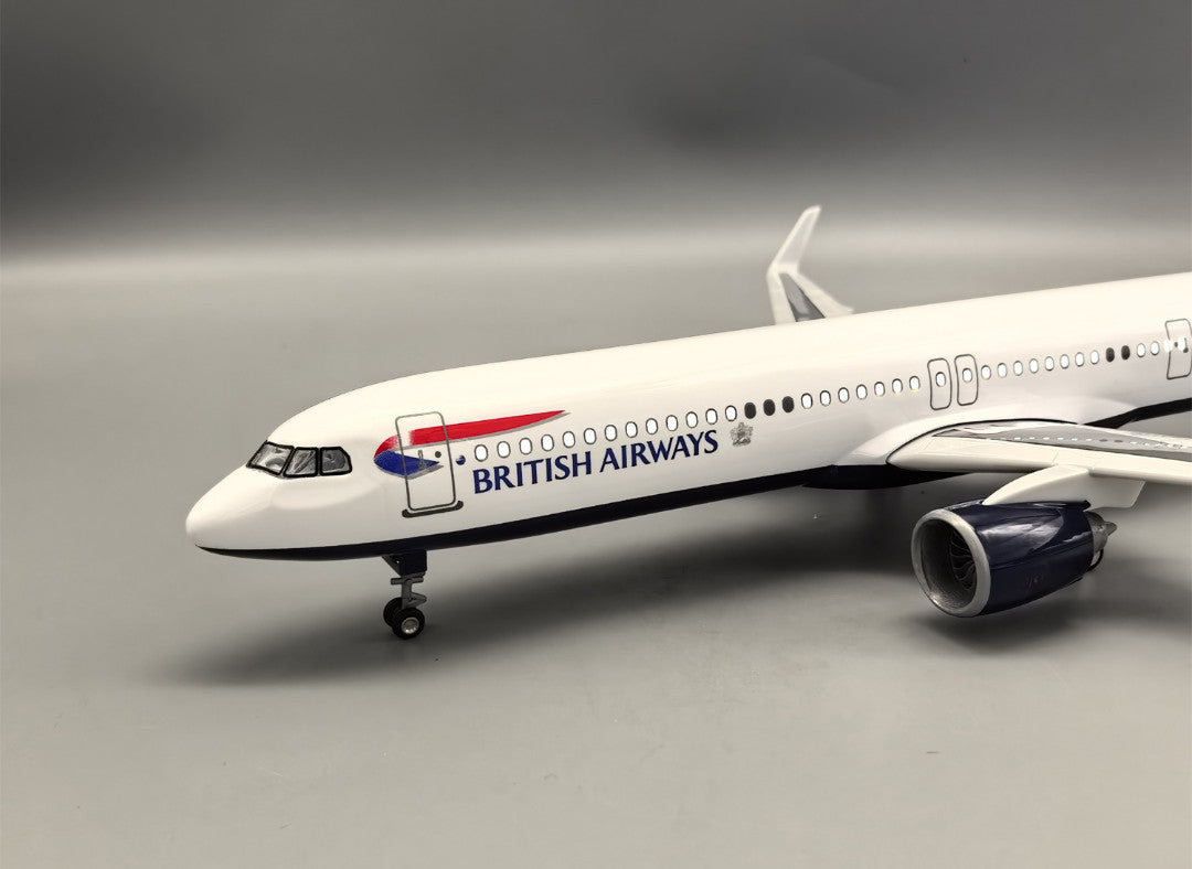 45CM 1:100 BRITISH AIRWAYS AIRBUS A321neo Airplane LED Sound Light Resin Model