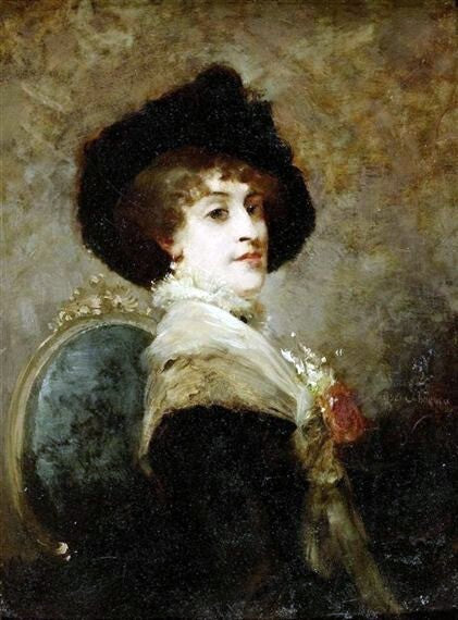 Oil painting Portrait-of-a-Parisiene-Louise-AbbEma-Oil-Painting