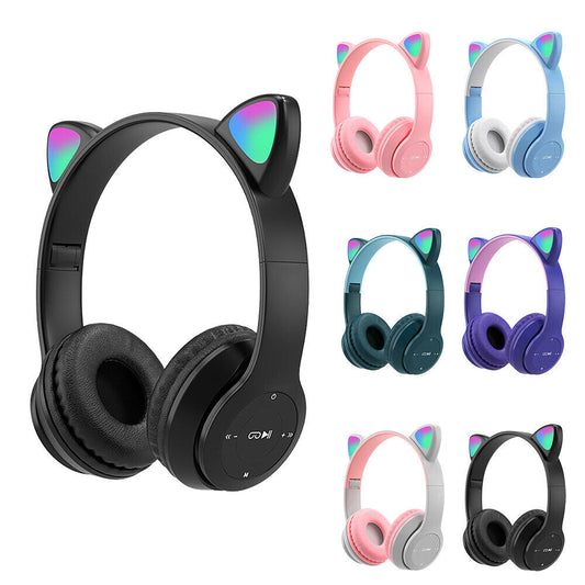 Bluetooth 5.0 Children's Headphones Foldable Earphones LED Lights For Universal