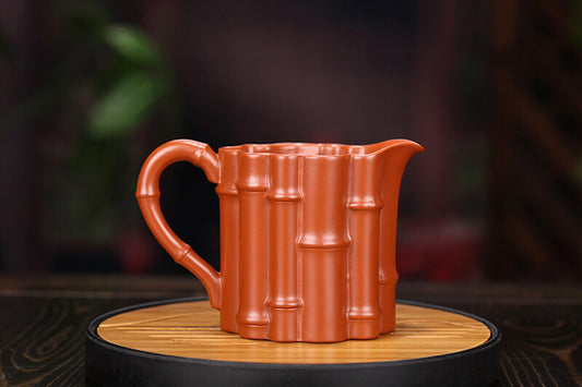 China Yixing Zisha Pottery Clovershrub Clay Handmade 300cc Bamboo Joint Teapot