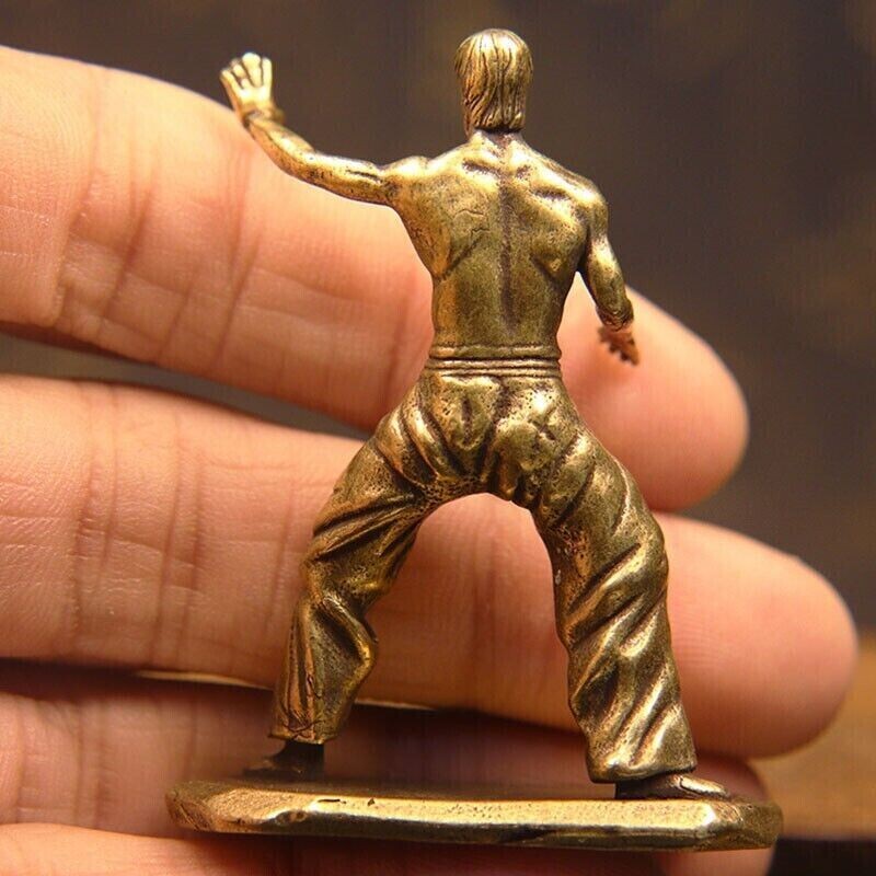 Brass Bruce Lee Action Figures Model Kung Fu Style Statue Collection Decoration