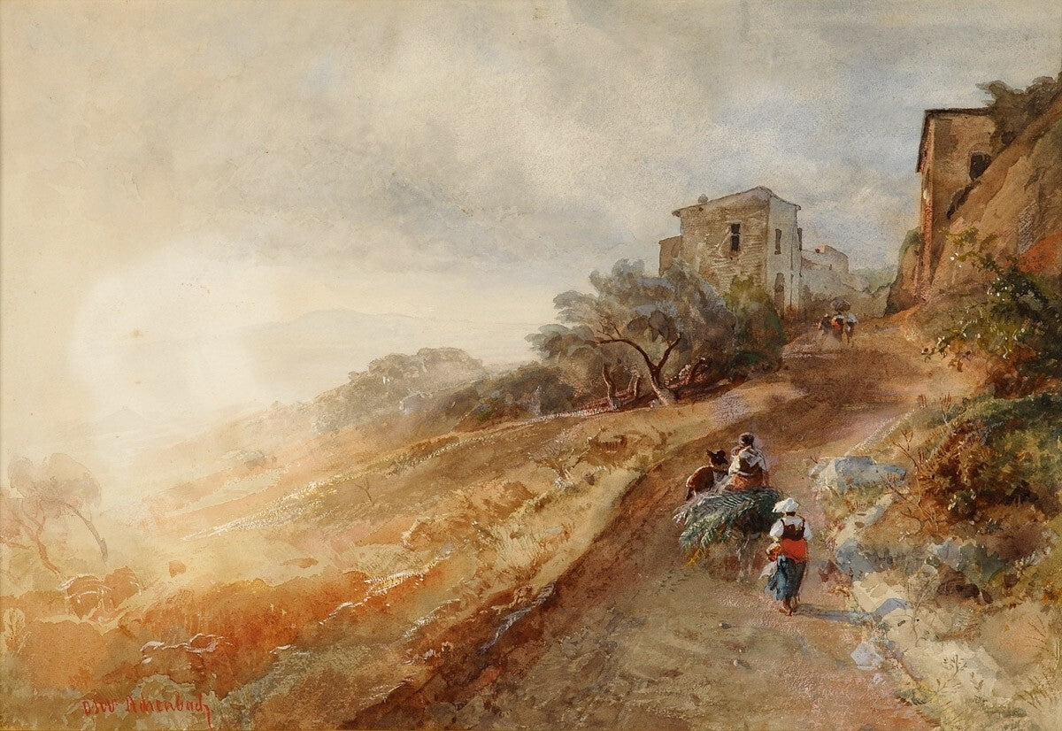 Dream-art Oil painting Morning-Sun-in-the-Hills-of-Albania-Oswald-Achenbach-oil-