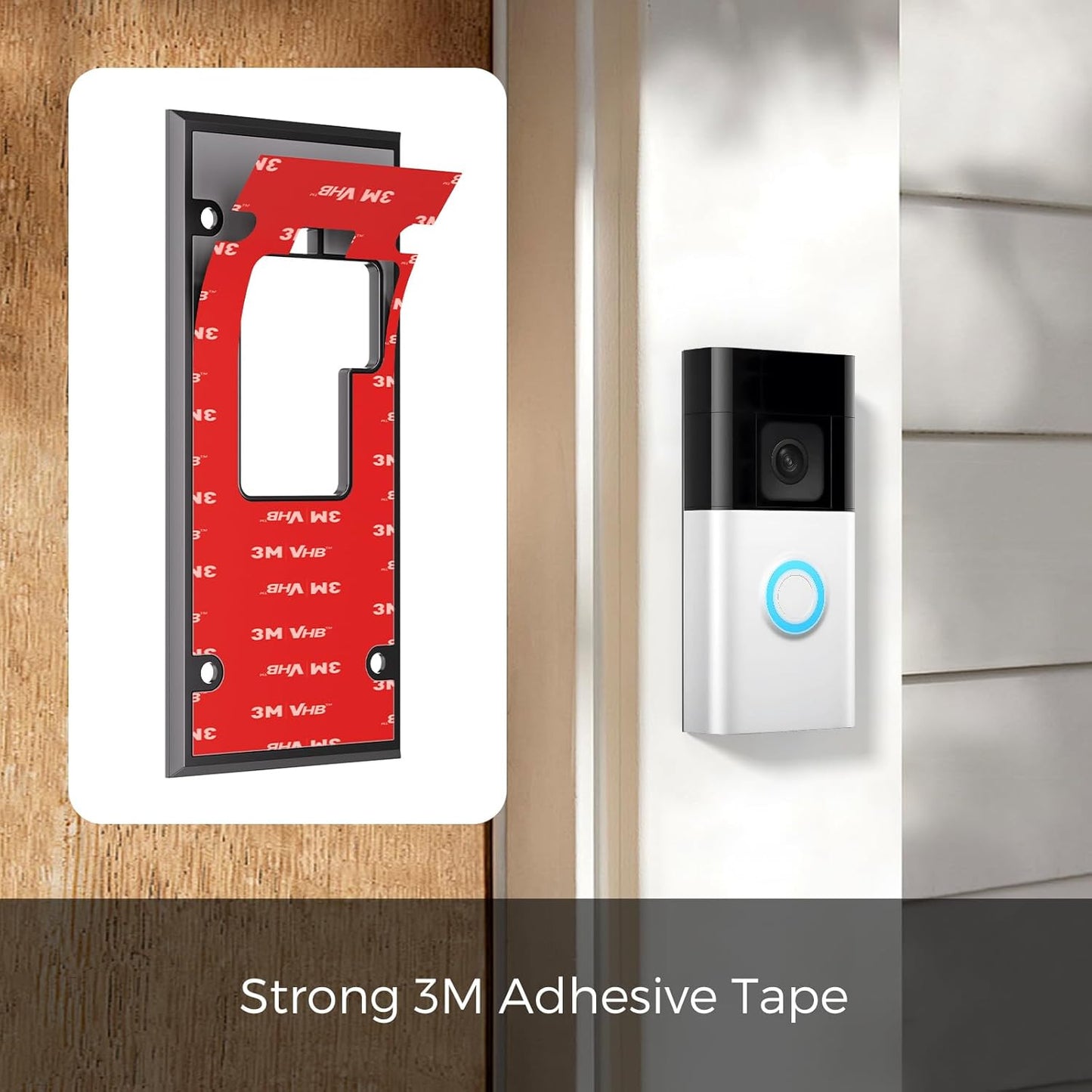 No Drill Doorbell Mount for Battery Doorbell (2024 Release) - Strong Adhesive Mo