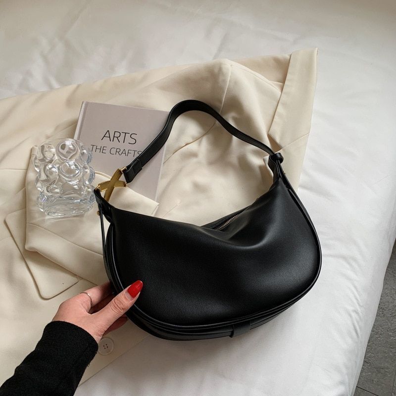 Vintage Bag Synthetic Leather Zipper Shoulder Purses Simple Handbags 28*15*8 CM