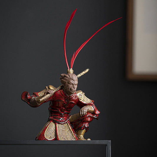Monkey King Statue Bar Porcelain Home Decoration Handmade House Warming Gift New