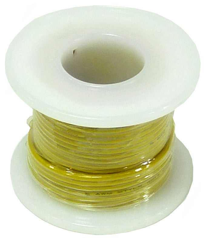 25 Feet Yellow 22 Gauge Stranded Hook-Up Wire, Tinned Copper, PVC Insulation