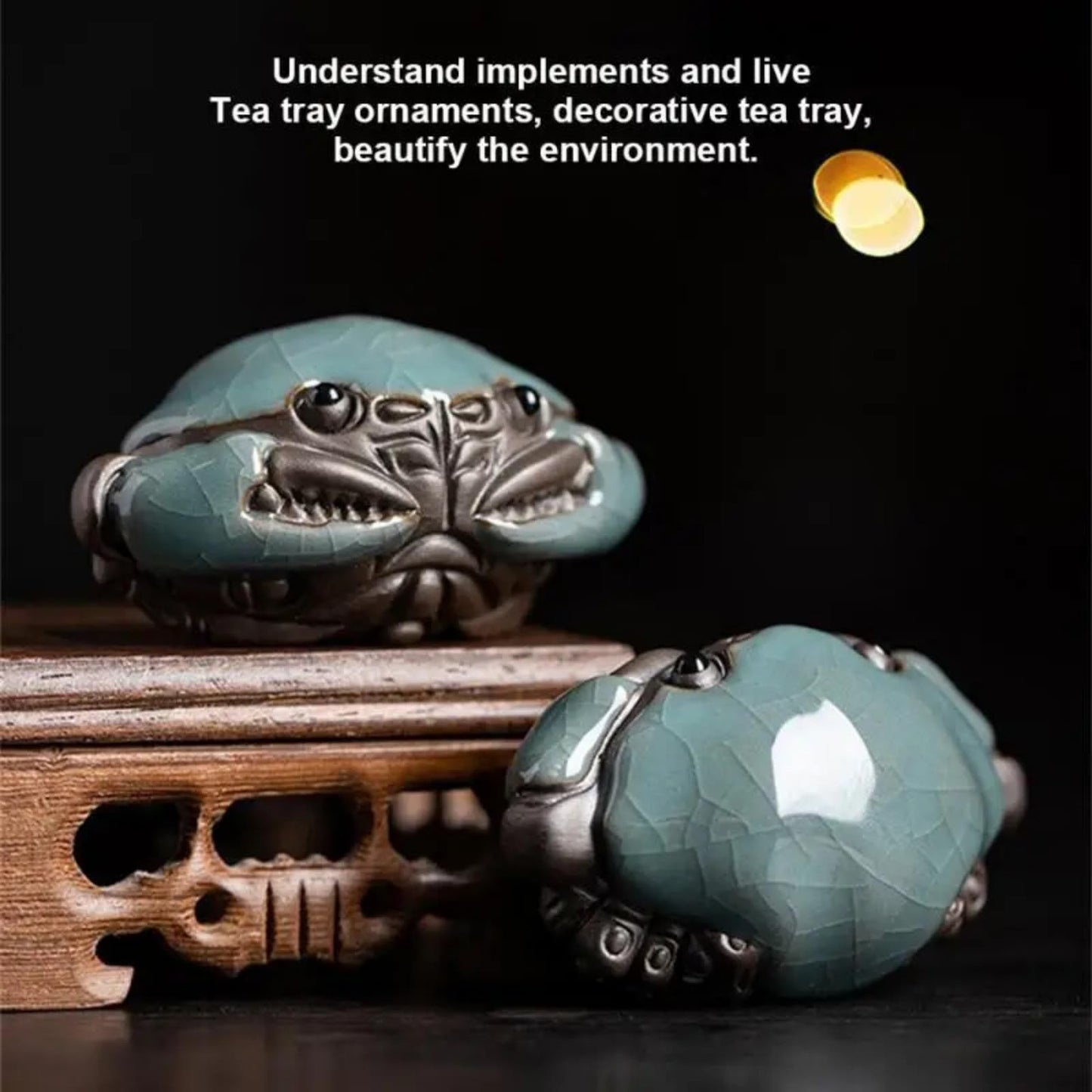 Ge Kiln Cracked Glaze Crab Tea Play 6.5cm 2.6in Kongfu Tea Pet Decoration TeaSet