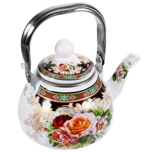 Enamel Kettle Floral Pattern Tea Kettle Stovetop Decorative Teapot Tea Kettle