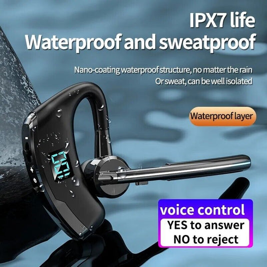 Wireless Bluetooth 5.2 Earpiece Noise Cancelling Trucker Headset Dual Mic Earbud