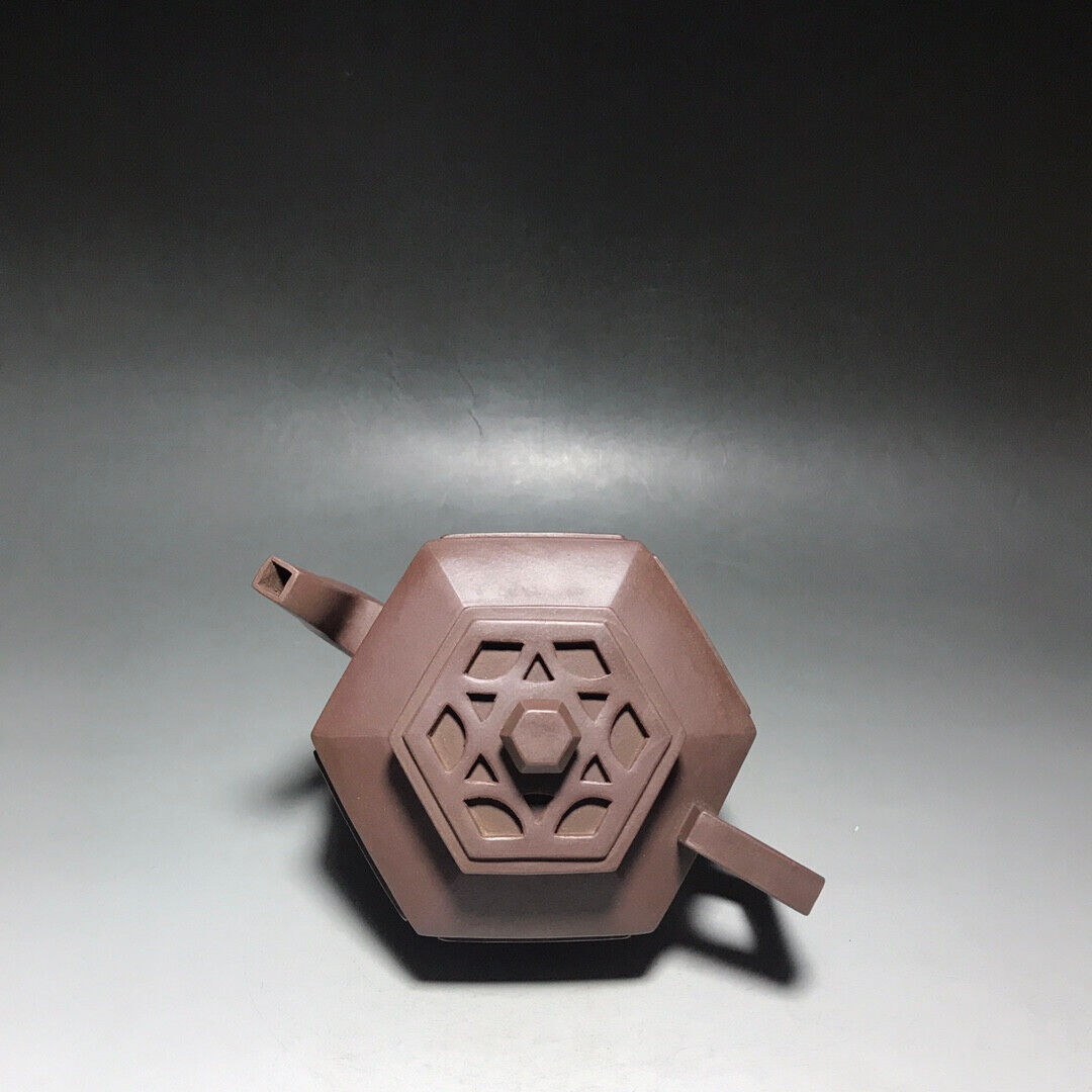 Chinese Yixing Zisha Clay Handmade Exquisite Teapot(六方镂空 底款:如图)