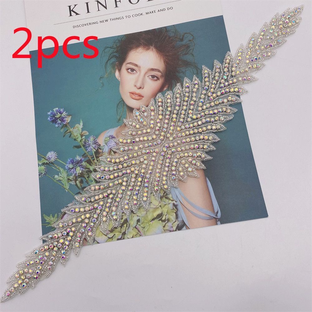 Rhinestone Patches 2-5Pcs Crystal Beaded Iron On Bridal Wedding Dress Decoration