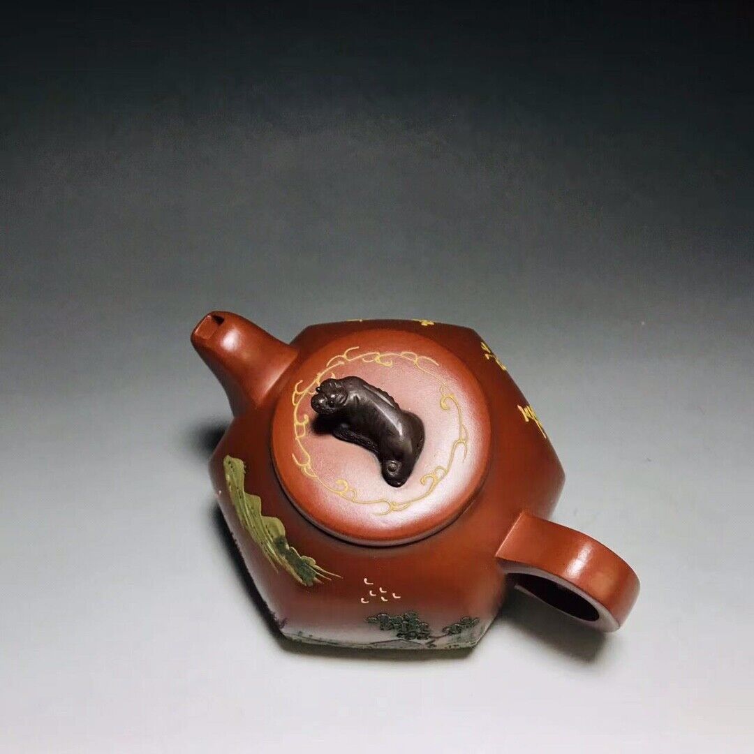 Chinese Yixing Zisha Clay Handmade Exquisite Teapot (混六方 底款:曼晞陶艺(顾景舟))