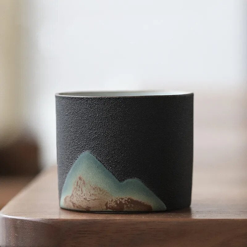 Chinese Pottery Teacup Retro Ceramic Coffee Cup Handmade Tea Set Tea Portable