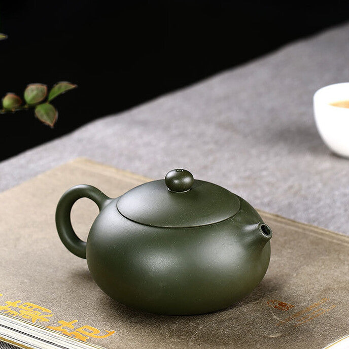 8.8 Oz Chinese Tea Pot Floral Print Real Yixing Zisha Republic Green Clay Xishi