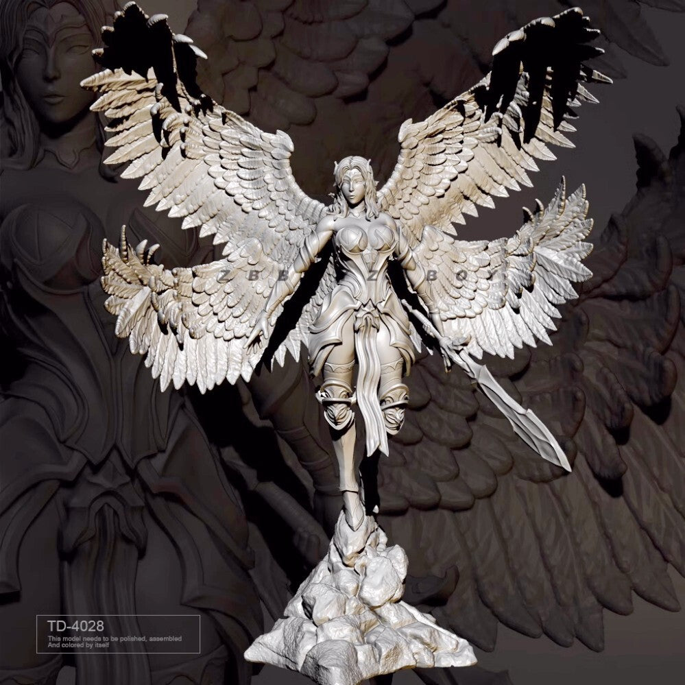 1/24 75mm Resin Figure Model Fantasy White Winged Angel Female War God unpainted