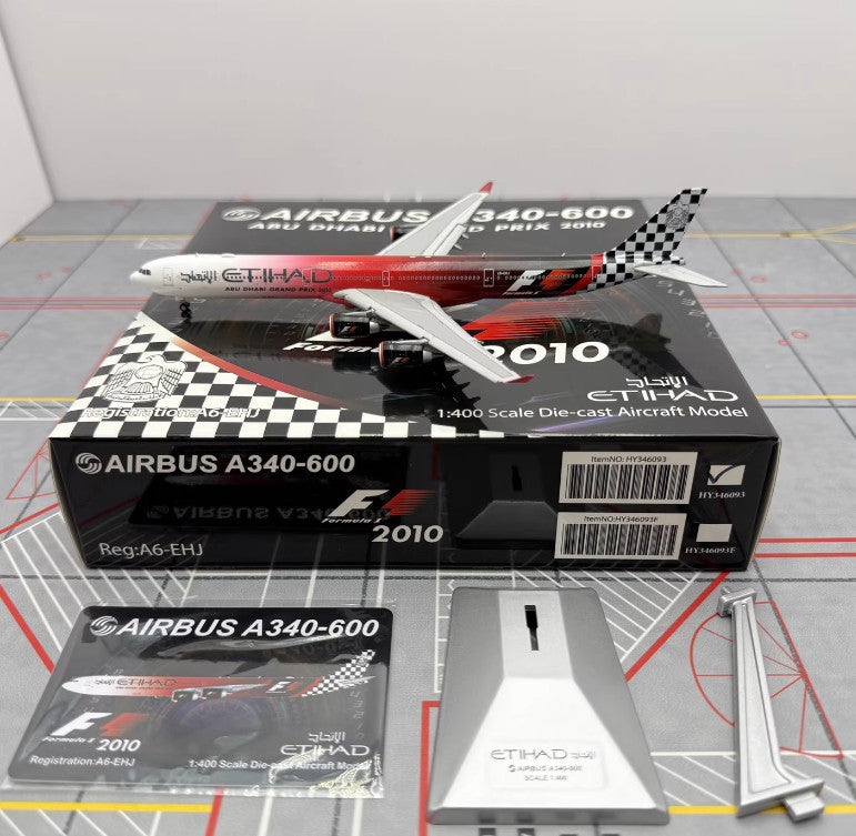 1:400 YY Wings ETIHAD AIRBUS A340-600 2010 Flap Down Airplane Diecast Model
