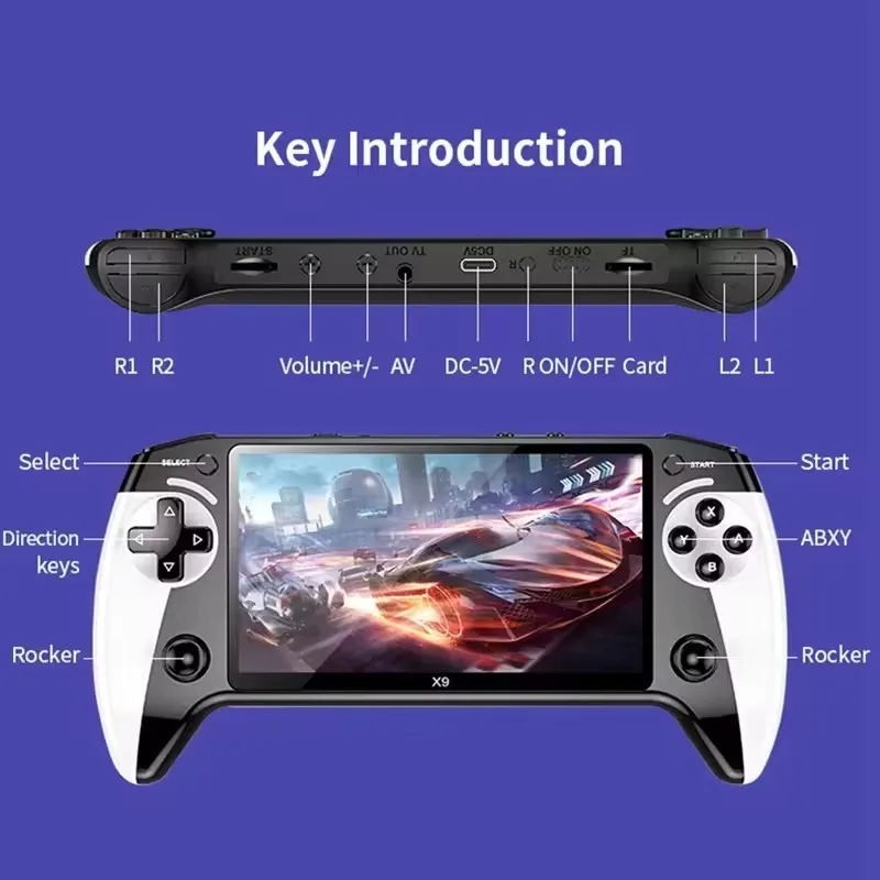 X9 Handheld Game Console 5.5 Inch IPS Screen, Video Games Console 1500mAh