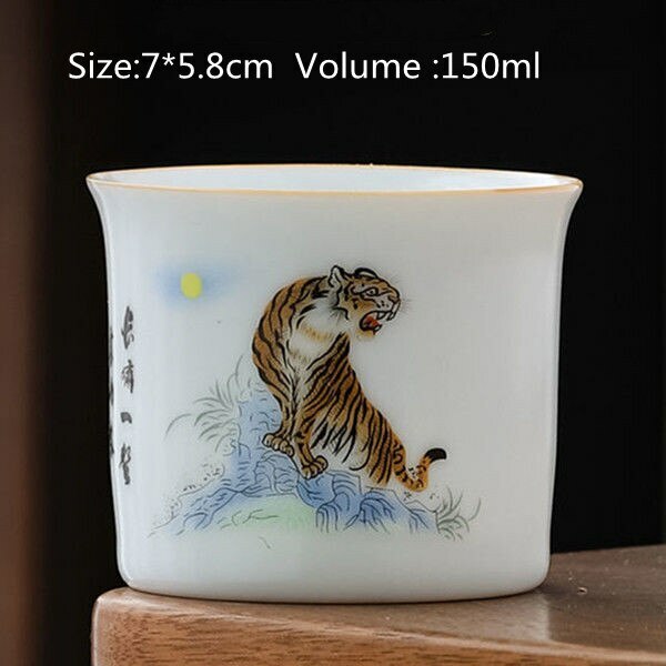 5cm Antique Ceramic Lion Tea Cup Qingming Retro Pinming Tea Master Cup Chinese