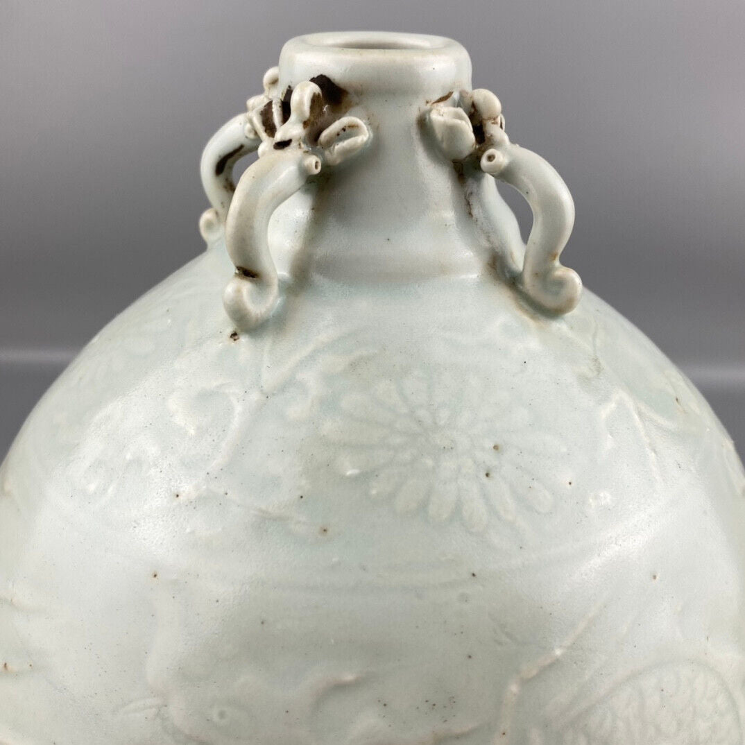 Chinese Yuan Dynasty White Glaze Carved Dragon Pattern Four Series Bottles
