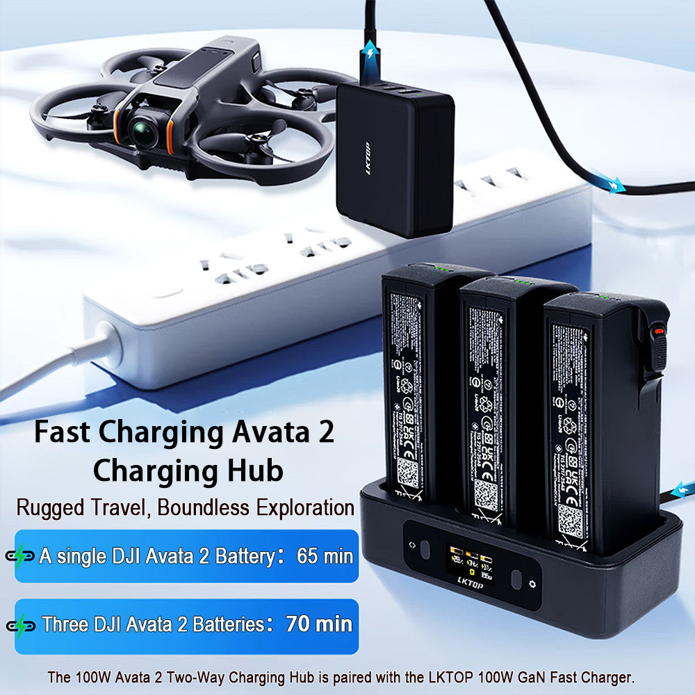 LKTOP 100W Avata 2 Two-Way Charging Hub