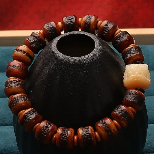 Natural Tibetan Style Beads Bracelet 12mm Single Strand Prayer Beads Wrist Mala