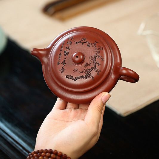 5.8"China Yixing Zisha Pottery Clovershrub Clay 200ML 7 Hole Plum Blossom Teapot