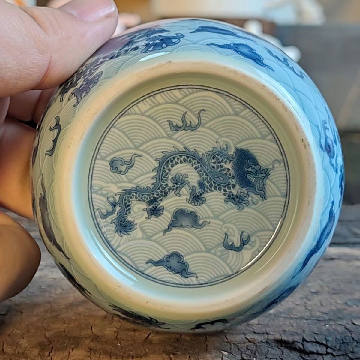 125ML Chinese Exquisite Antique Blue Glazed Dragon Patterned Porcelain Tea Cups