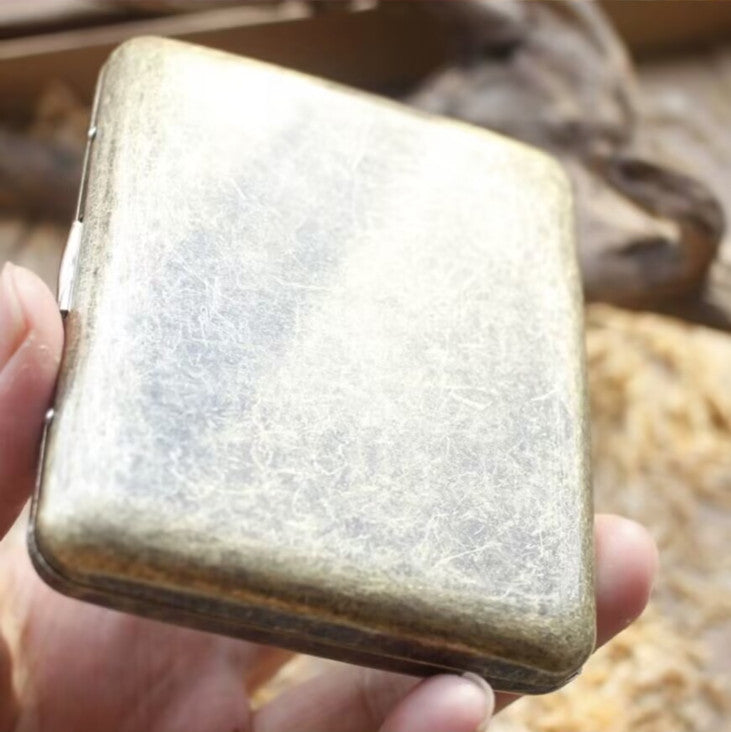 Hand Carved Devil Cigarette Case Antique Metal for 20