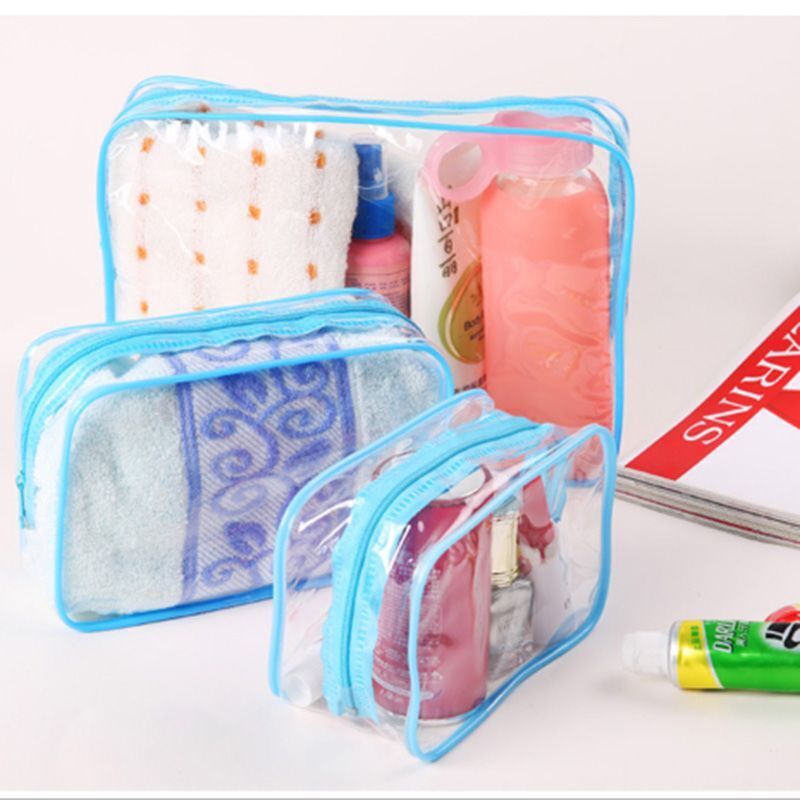 Traveling PVC Cosmetic Bag Transparent Clear Makeup Organizer Tote Handbag S/M/L