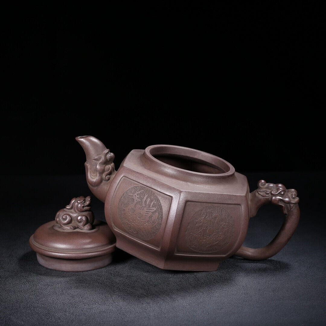 Chinese Yixing Zisha Clay Handmade Exquisite Teapot(六方 底款:徐汉棠)