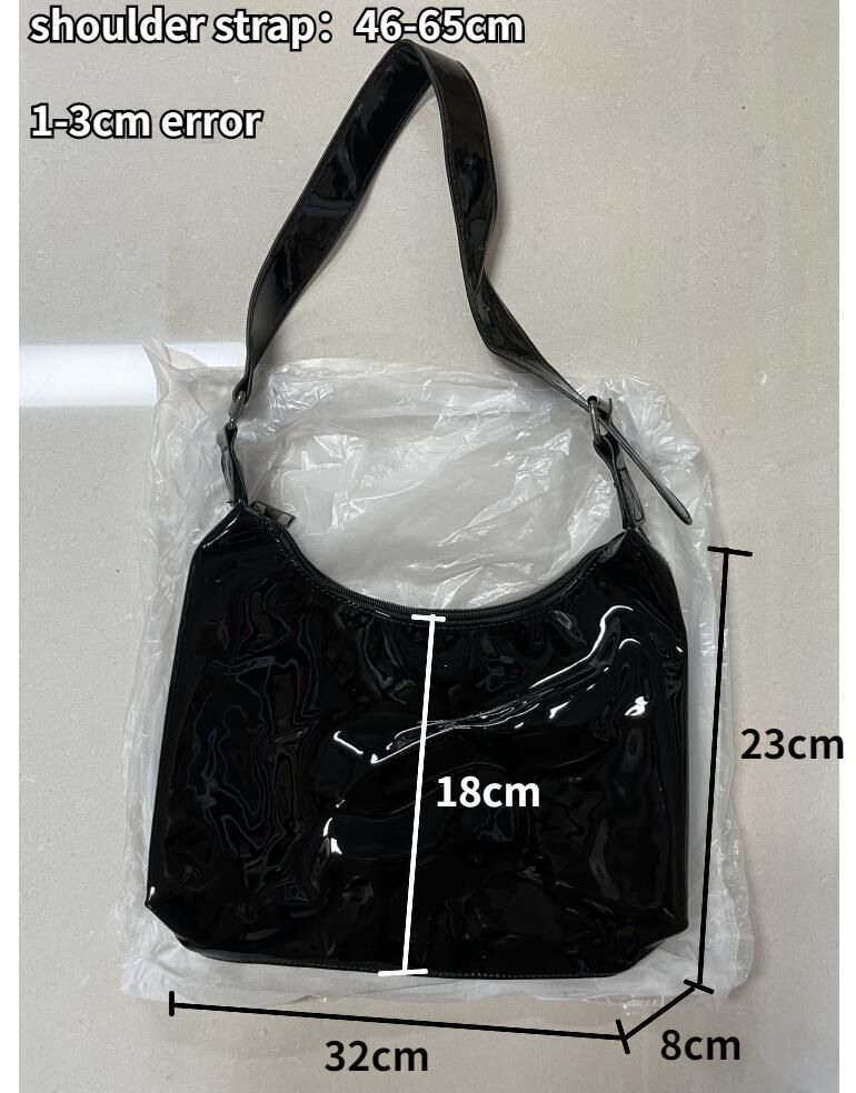 Women Shoulder Bags Vintage Patent Leather Underarm Bag Retro Half Moon Handbags