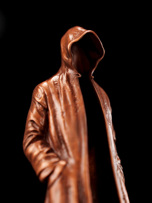 11" Red Copper Coat Man Statue Model Figurine Handcraft Artwork Collection Decor