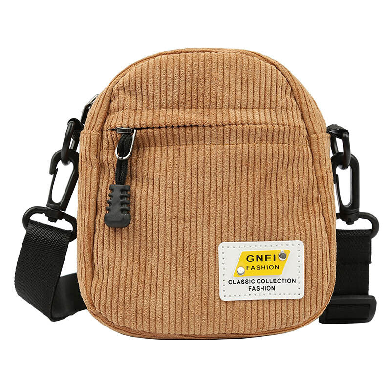 Women Canvas Shoulder Bag Corduroy Cloth Bag crossbody Bags Zipper Purse Girl