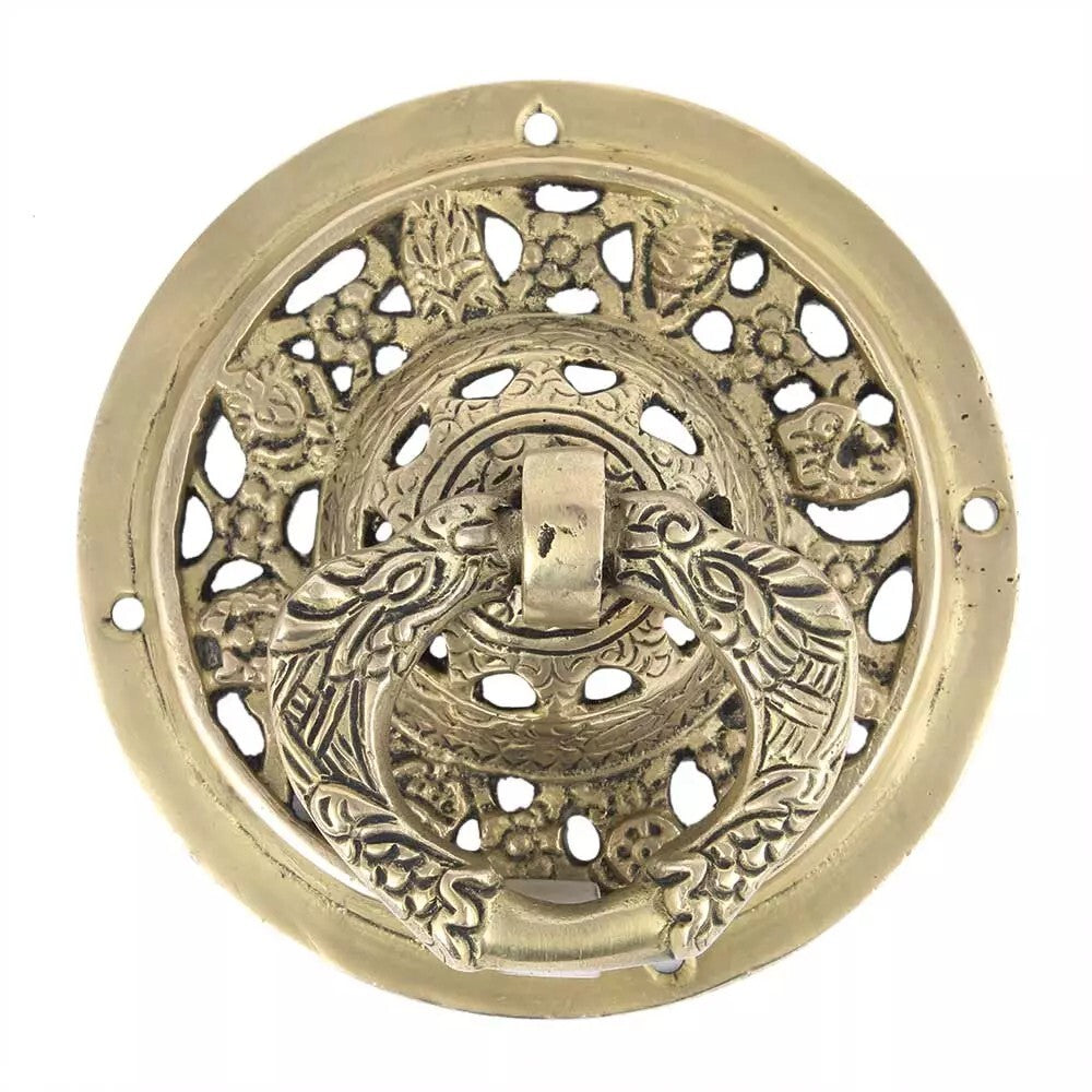 Antique Look Brass Ornate Design Parrot Ring Door Knocker Door Bell Home Decor